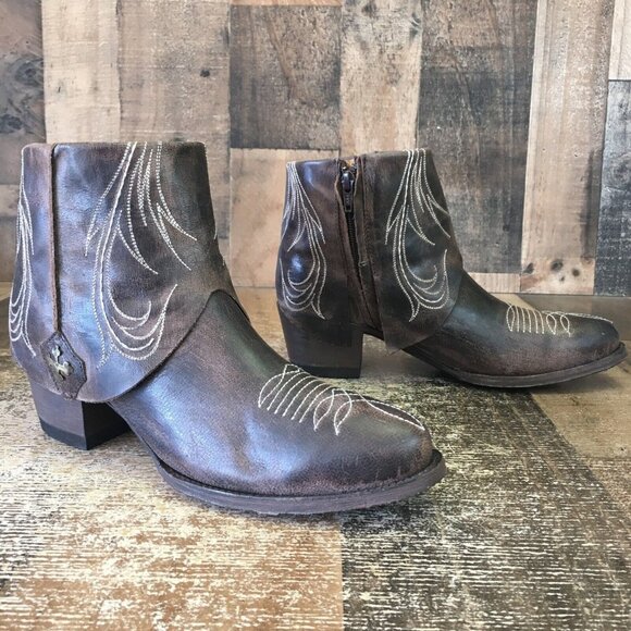 Old Gringo OG Brown Ankle Cowboy Boots Booties Womens 7.5 B - Picture 1 of 12